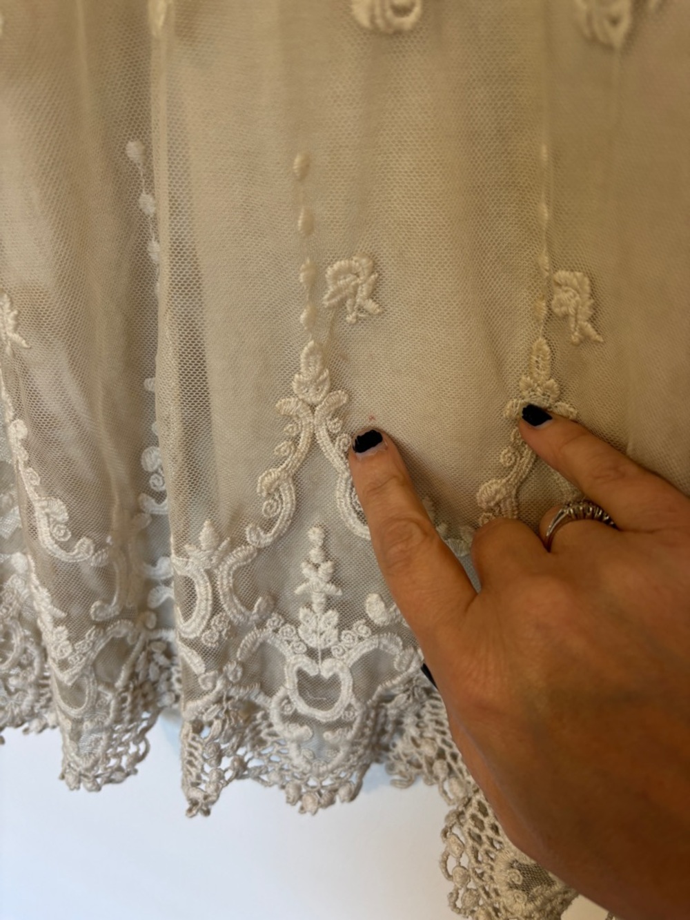 Italian Floral Lace Mini Dress Fits like Small Fairy Cottagecore Festival Silk - Picture 5 of 10